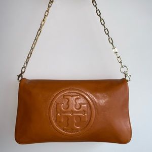 Tory Burch Cognac Bombe Reva Convertible Cluch